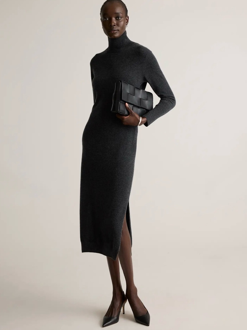 Mongolian cashmere turtleneck midi
